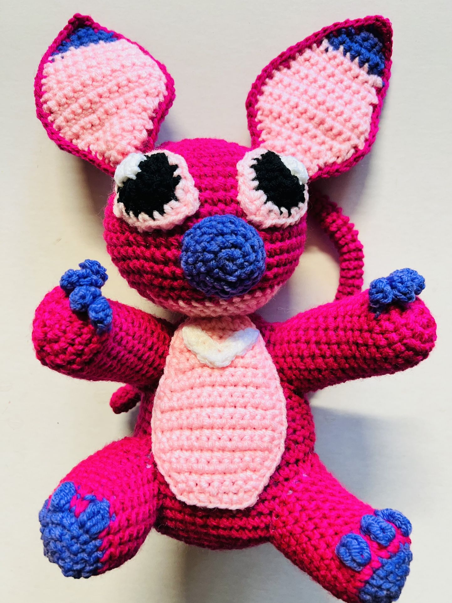 ANGEL Lilo Stitch blue Crochet Doll PLUSH figure toy Amigurumi handmade NEW-USA