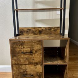 2 Drawer File Cabinet For Letter Size, Vertical Filing Cabinet With Bookshelf New!