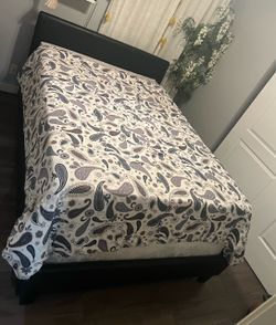 Full Size bed frame, mattress, and box spring