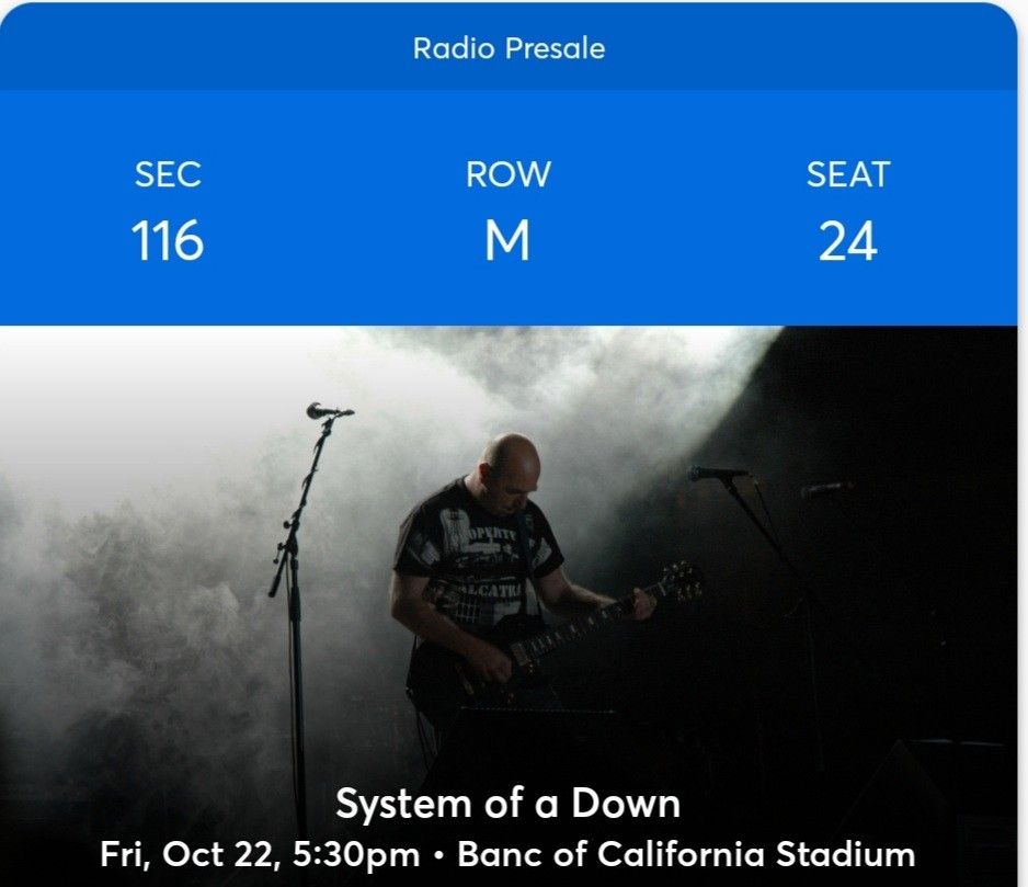 System Of A Down Tickets (2)