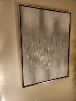 Metallic Impasto Abstract Art with Frame