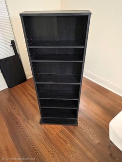 Black Wood Bookcase with Adjustable Shelves