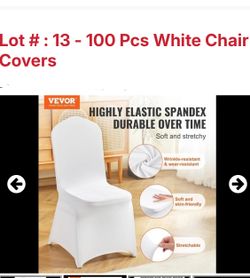 NEW IN BOX** 100 WHITE SPANDEX CHAIR COVERS