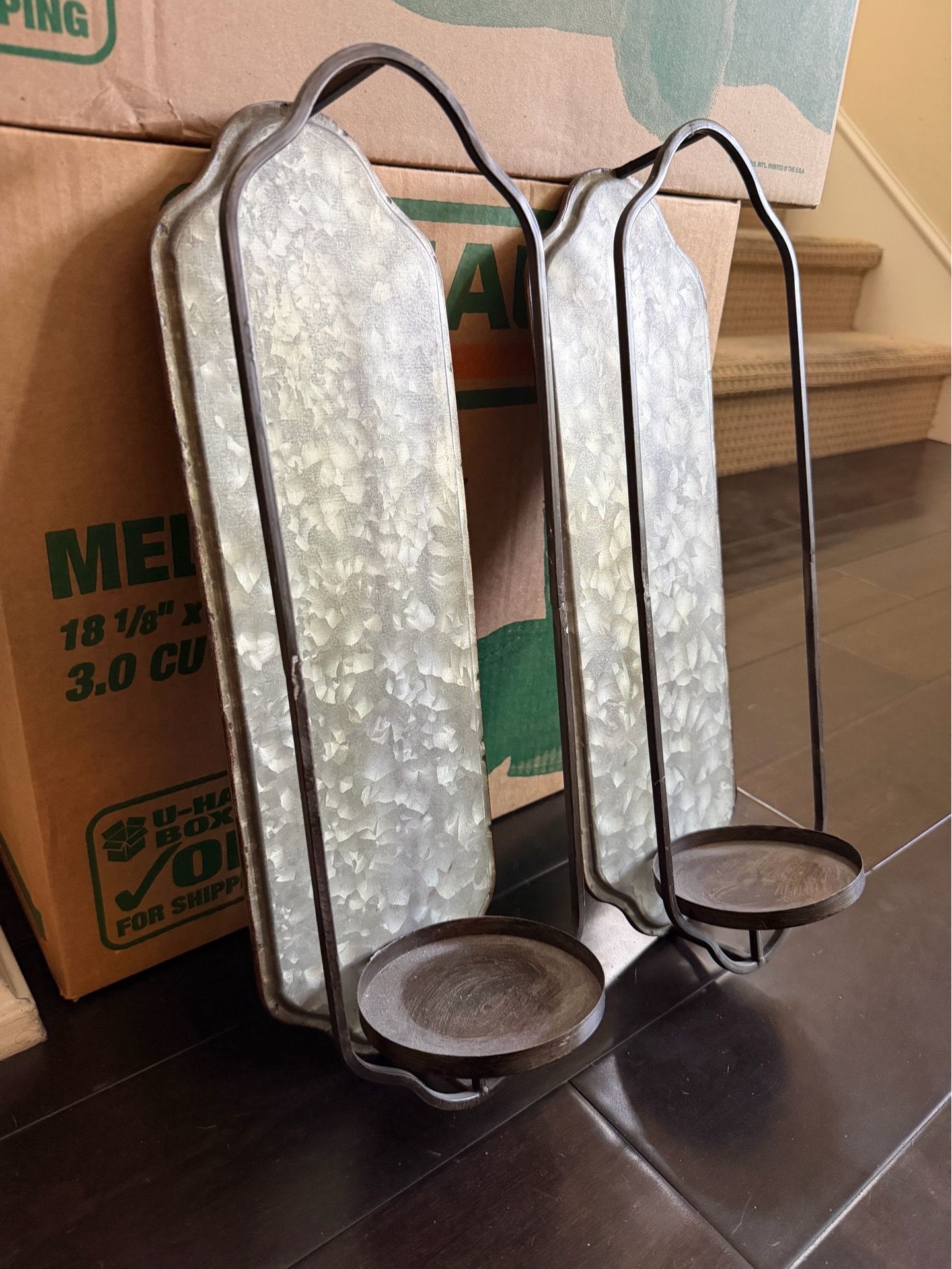 Metal farmhouse style wall sconce candle holders