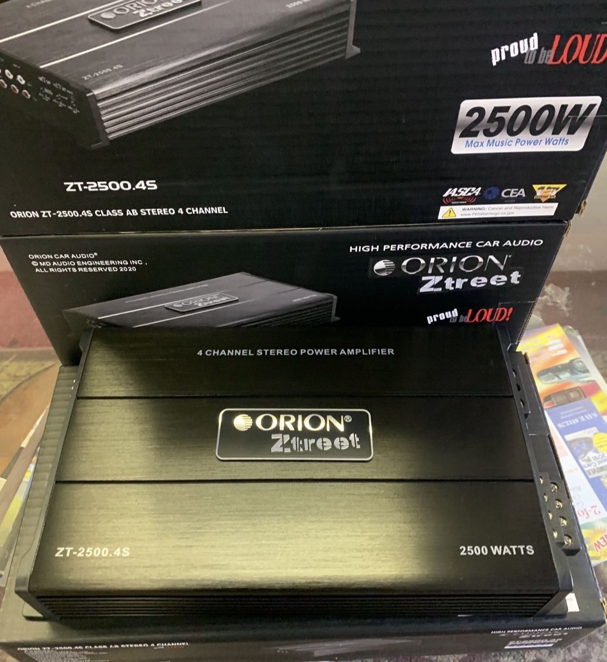 Orion Car Audio . Car Stereo Amplifier . 2500 watts . 4 Channel . New Years Super Sale . $79 While They Last . New