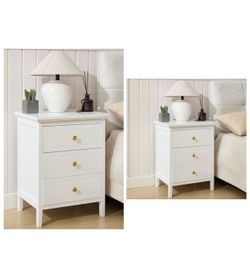 NEW YIGOBUY 3 Drawer Nightstand White Side Table 19" Bedroom Night Stands (SET OF 2)