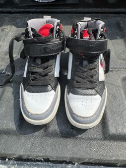 Champion Arena Power Hi Top Leather Sneakers Shoes Red White Black Boys Youth 3.5Y