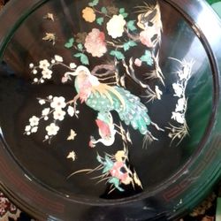 Asian Black Lacquer Table And Chairs 