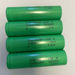 Lot of 4 - Samsung 18650 Lithium Ion Rechargable Battery 18650-25R
