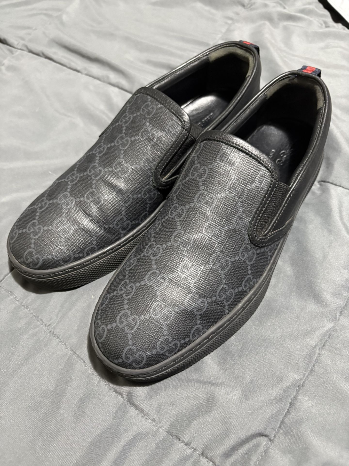 Gucci GG Supreme Black Monogram Slip On Sneakers