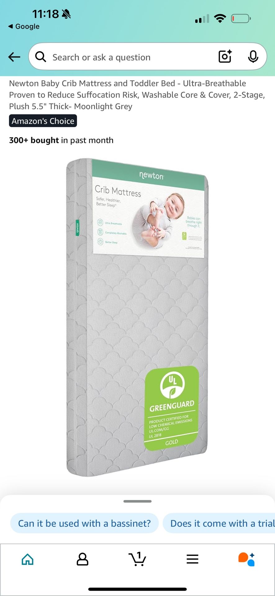 Newton Ultra Breathable Crib Mattress + IKEA Crib