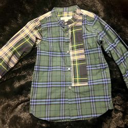 Boys Burberry Plaid Long Sleeve Button Up 