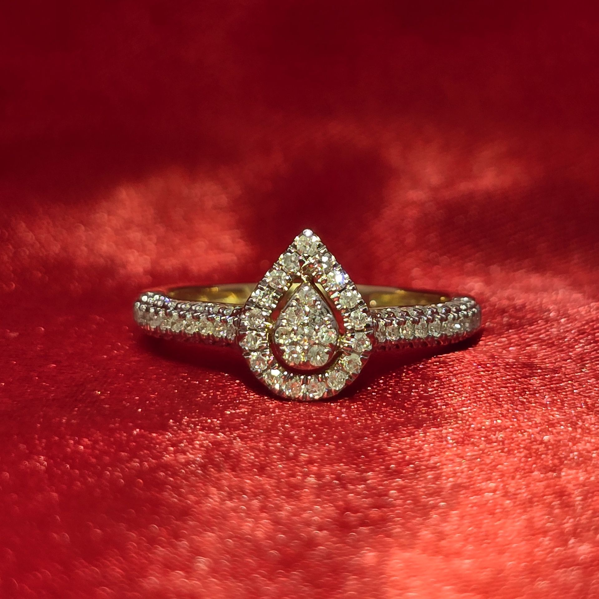 10k Yellow Gold Diamond Pear Drop Ring 0.44 ctw