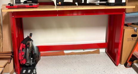 Heavy-Duty Garage Workbench with Solid Wood Top
