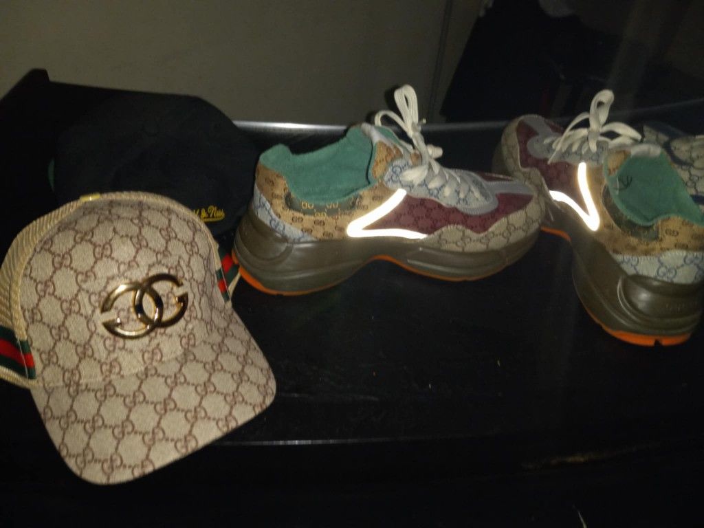 G U C C I Shoes Size 10 And Hat Used