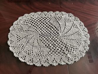 15”x 19.5” elegant Handmade brown Crochet Oval Doily