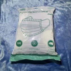 wanwane 100 pcs Disposable Face Mask Blue,3 Ply Face Masks, 3 Layer Disposable.  