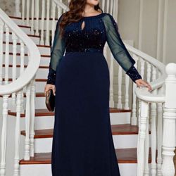 Sparkly Mesh Evening Party Dress With Sequins