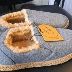 Merrimac Women's Felt Warm Cozy Memory Foam Slipper Boots with 9-10 Grey