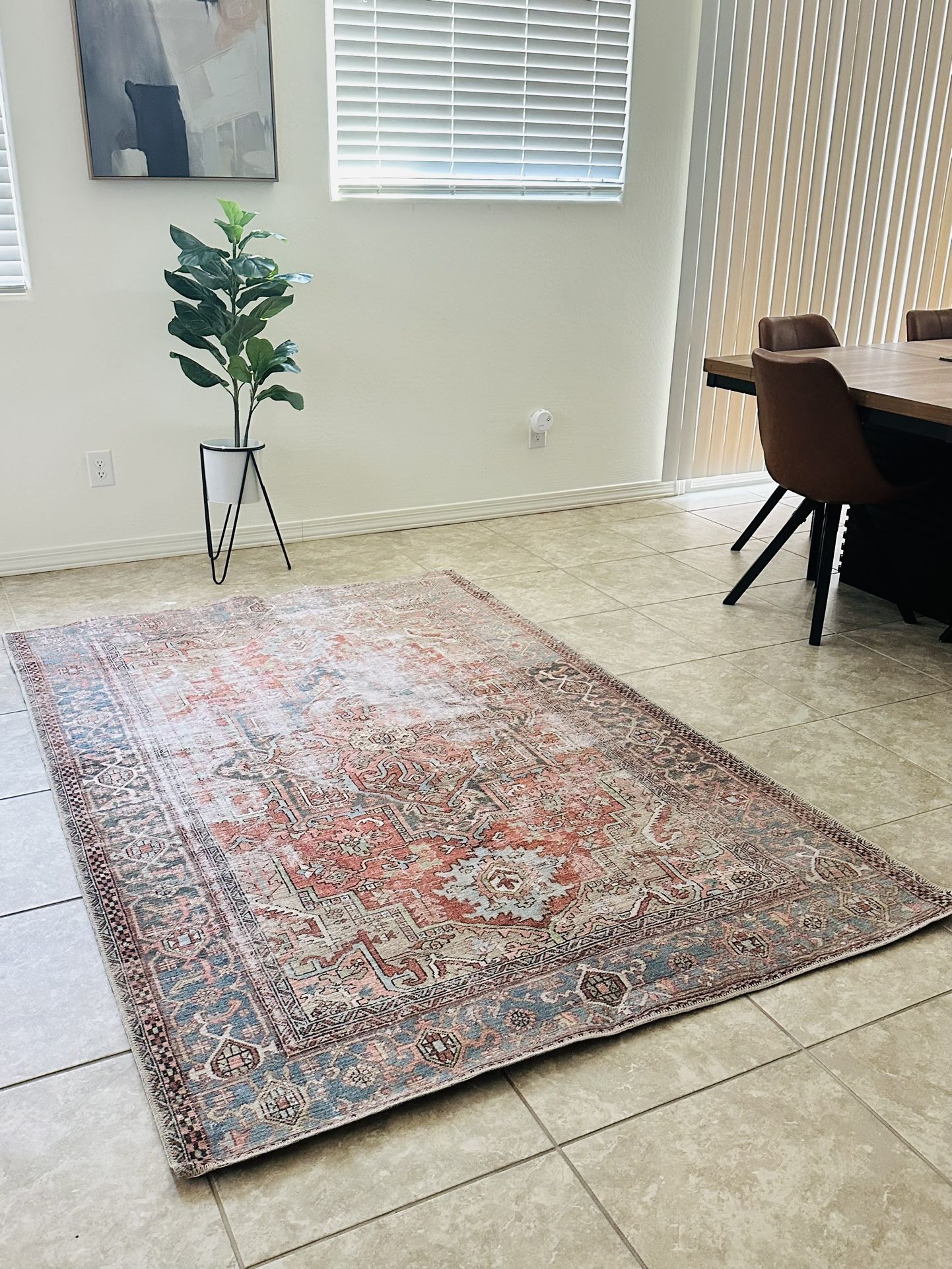 Loloi II Loren Collection LQ-15 Terracotta / Sky, Traditional 5'-0" X 7'-6" Area Rug
