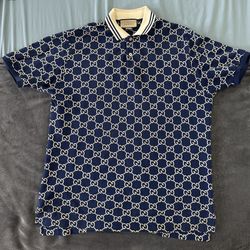 Authentic Gucci GG Monogram Polo Shirt – Navy & Cream – Rare Collector’s Piece