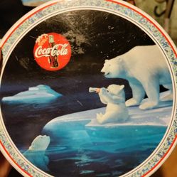 Coca Cola Vintage Drinking Polar Bear Tin