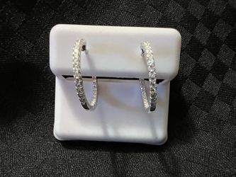 Sterling silver hoops with moissanite stones