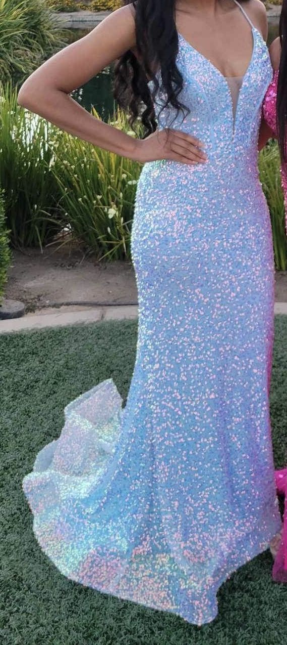 Baby Blue Sequins Pageant/Prom Dress
