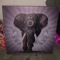 Large rhinestone elephant canvas 37x37