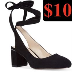 Black Nine West Andrea Leather Lace Up Heel Pumps | Size 7.5 M | Women’s Shoes