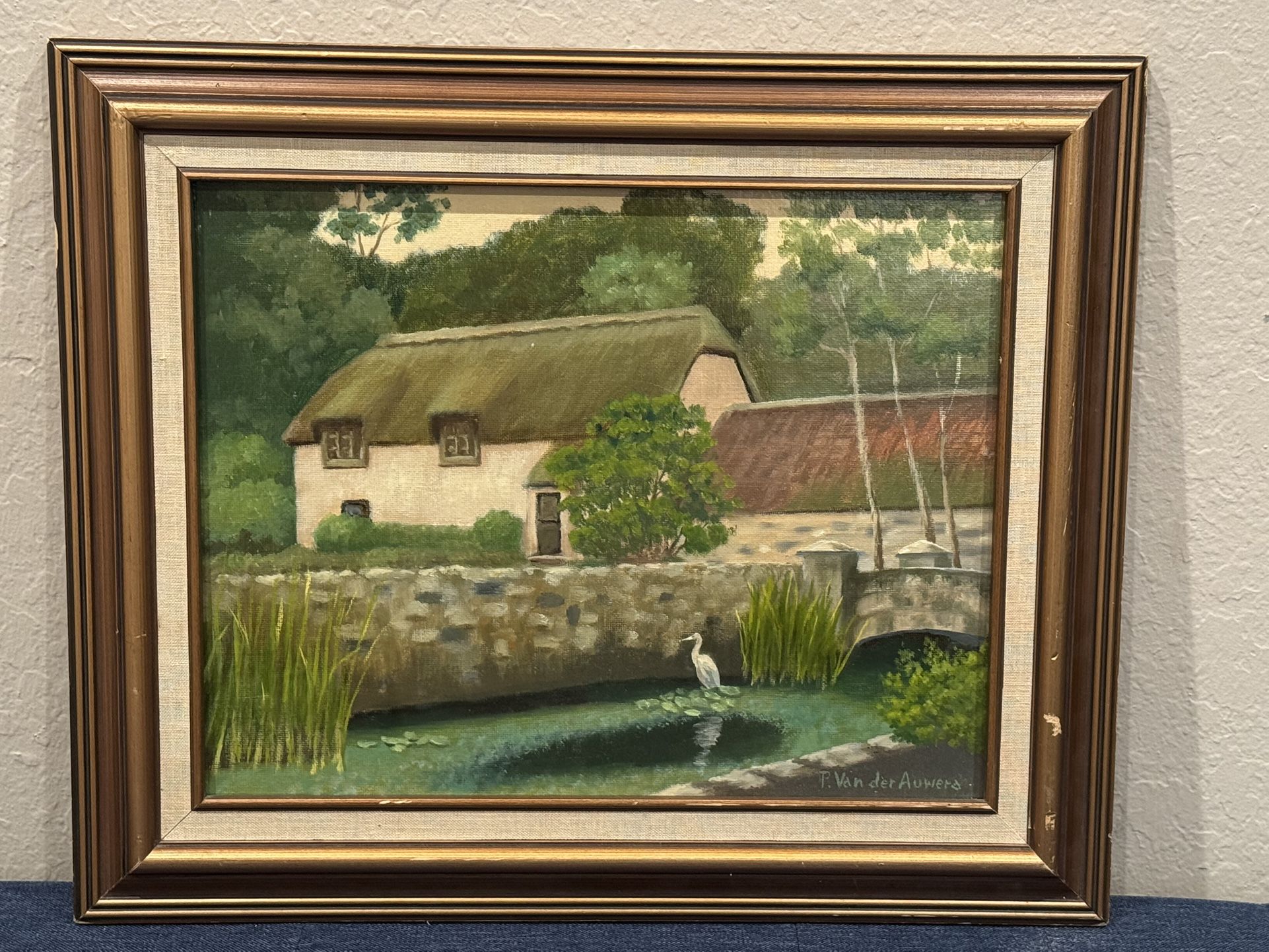 Peter Van Der Auwera - Vintage Listed Brazilian River Landscape Oil Painting