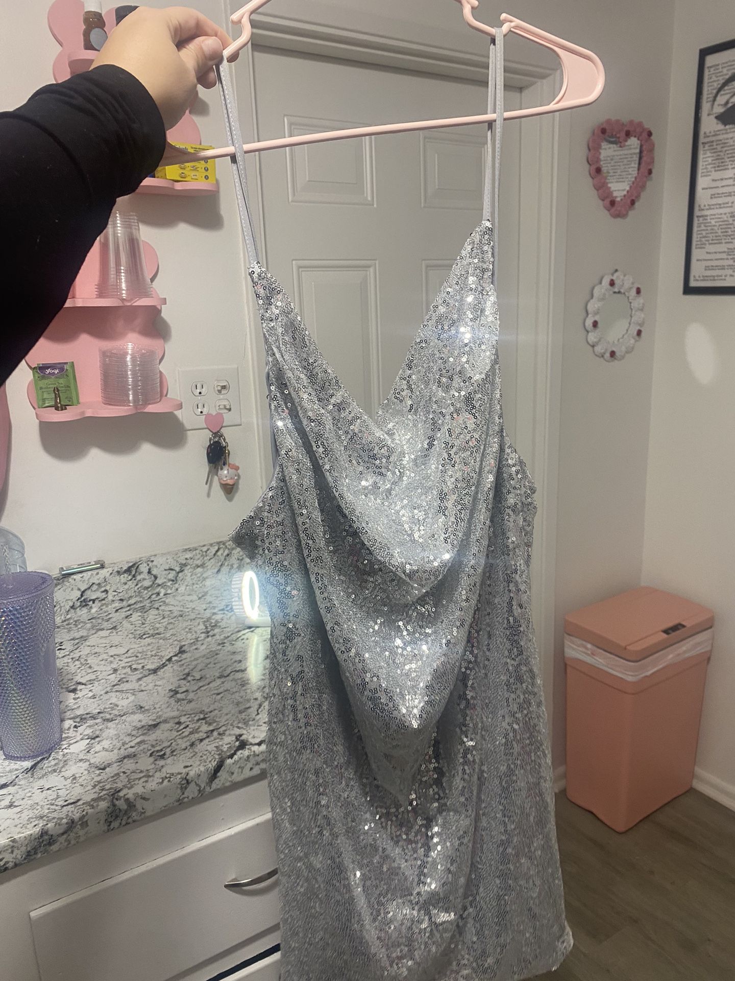 Large Silver Sequin Dress