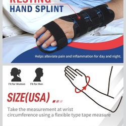 FEATOL Resting Hand Splint Stroke Night Immobilizer with Removable Splints- Pain Relief For Carpel Tunnel, Stroke Recovery, Arthritis, Tendinitis-Func