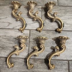 6 ornate gold wall sconces