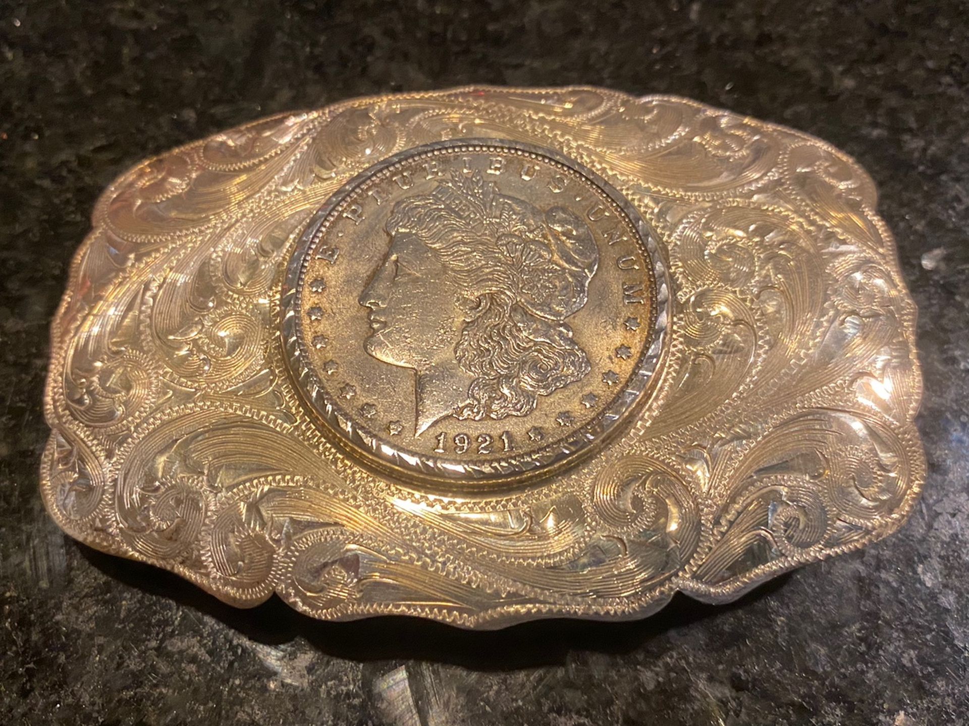 1921 Morgan Silver Dollar Belt Buckle New