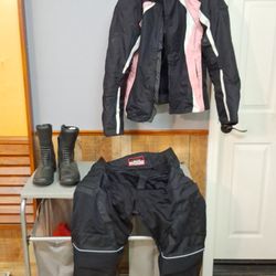 Ladies Motorcycle Jacket, Pants, and Boots