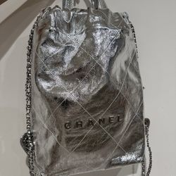 Chanel 22 Backpack Silver