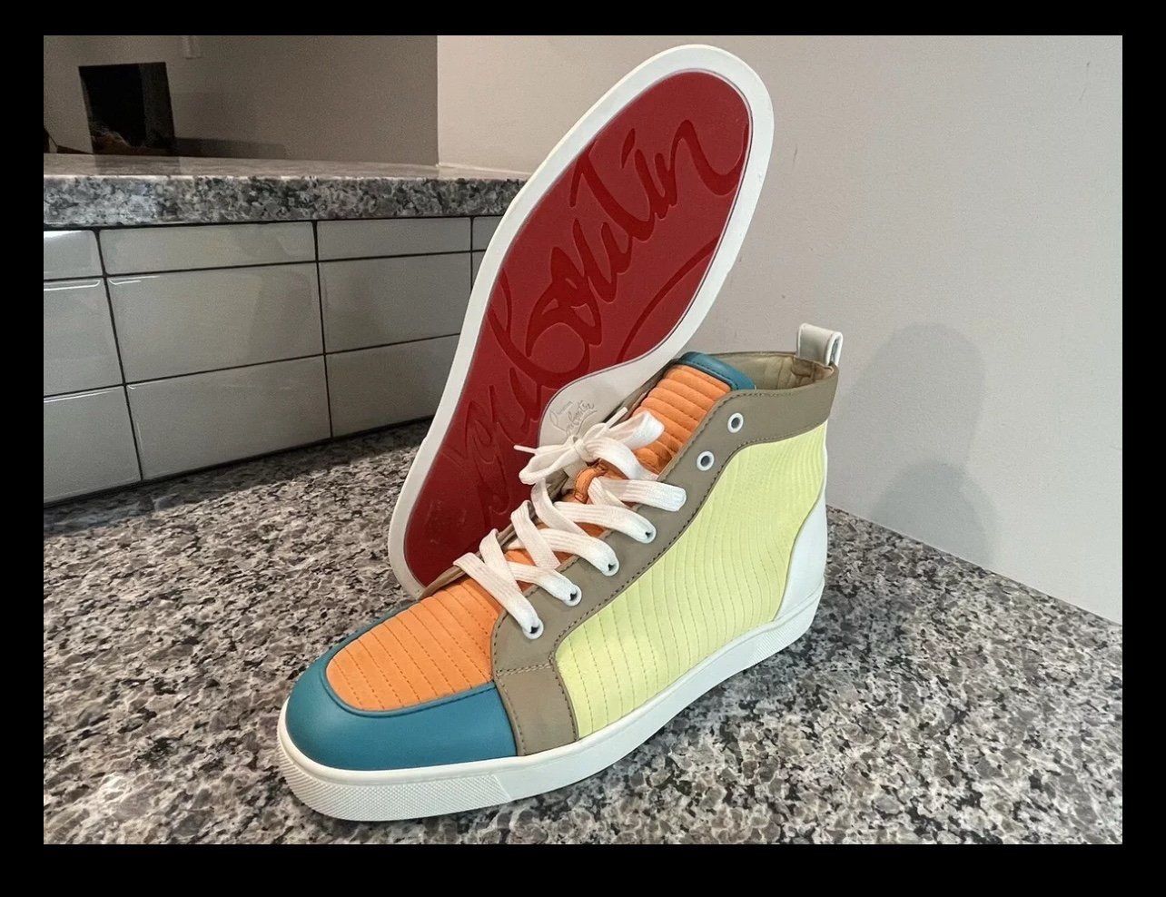 CHRISTIAN LOUBOUTIN Rantus Catach Orlato pastel suede high top sneaker EU 47