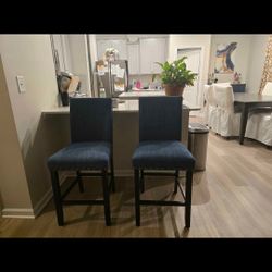 Set Of 2 Counter Height Upholstered Bar Stools