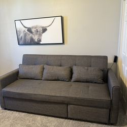Gray Sofa Converts To Bed