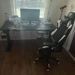 Basically New Electric Gaming Desk And Chair Bundle