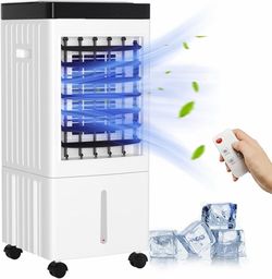 Portable Air Conditioner, 3-in-1 Evaporative Air Cooler w/Cool, Fan & Humidifier for Home Office, Bedroom, 3-Speed Settings,60° Oscillation,1/2/4 H Ti