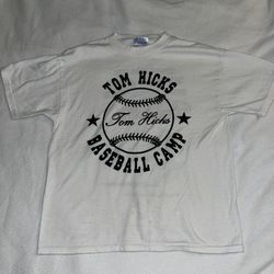 Tom Hicks baseball camp white shirt tee boys kids medium 10 12 A005