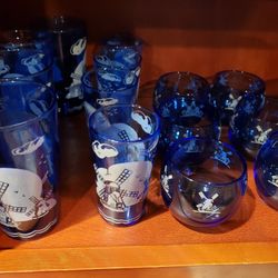 Vintage Cobalt Blue Windmill Glass Set