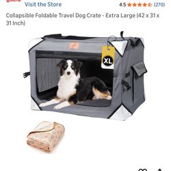 Collapsible Foldable Travel Dog Crate - Extra Large (42 x 31 x 31 Inch) 