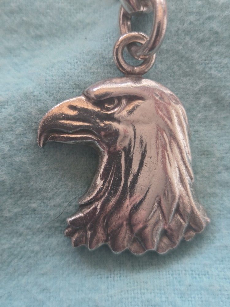 Rare Tiffany Co Sterling Silver Bald Eagle Key Ring
