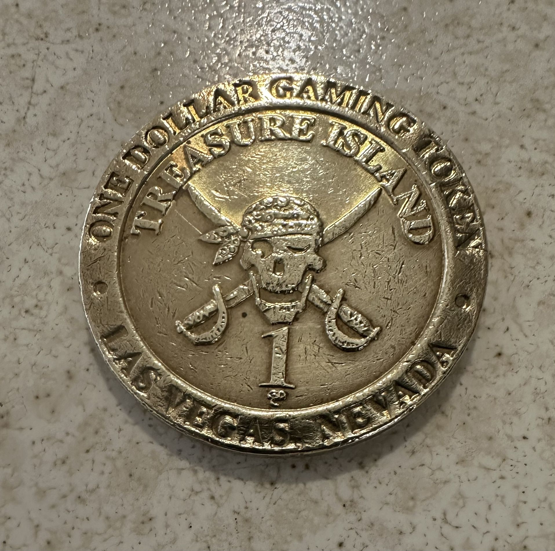 Treasure island Gold Tone  / Brass Gaming Token / Coin
