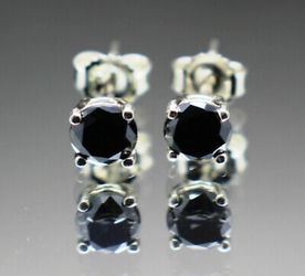 Real Natural Black Diamond Stud Earrings AAA Grade & $550 Value