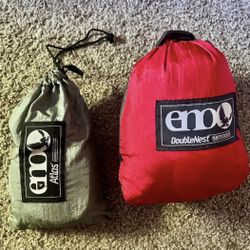 ENO Doublenest Hammock Red Charcoal with ENO Atlas Straps