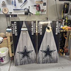 Custom Blue & Silver Star Cornhole Set – Handmade & Game Ready